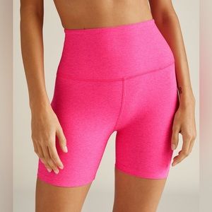 Neon pink Beyond Yoga bike shorts